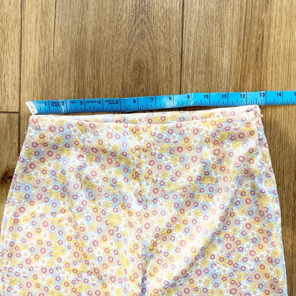Zara Womens Satin Flare Pants Size Small Festival Hippie Disco Pastel Florals - Image 5