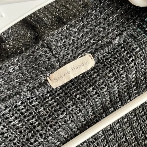 M- Stevie Hender Gray and Silver Knit Mid-Length‎ Cardigan with Pockets - Image 4