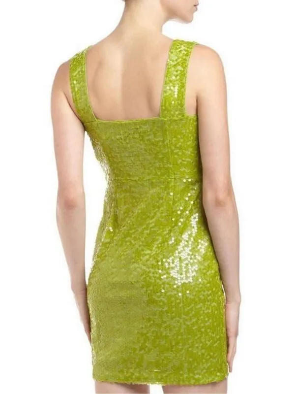 Marc New York Sequin Lime Green Mini Dress Vintage Size 4 - Image 2