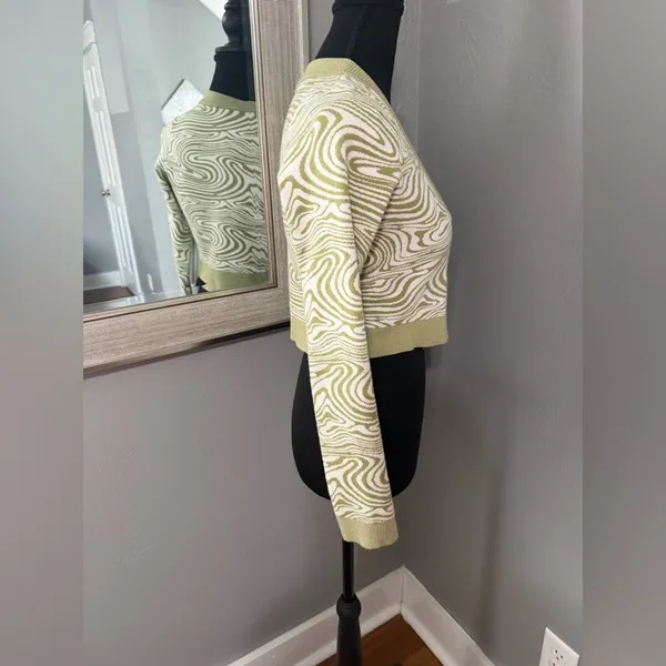 Glassons Groovy Swirl Hippie Crop Cardigan Sweater Size Small. - Image 5