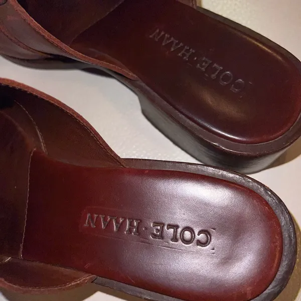 Cole Haan Brown Leather Slide Mules 90s Chic - Image 4