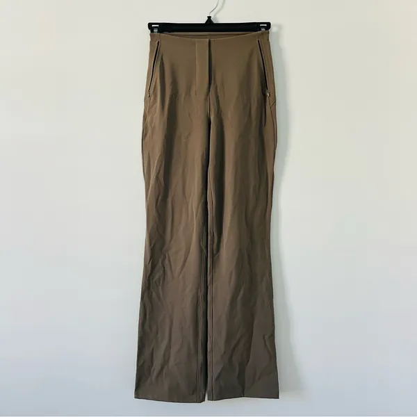 Lululemon Smooth Fit High Rise Flare Leg Pull On Casual Neutral Pants Tan 27in 0 - Image 2