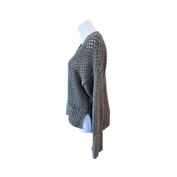 Abercrombie & Fitch Basket Weave Cotton Open Cardigan‎ Sweater SMALL Gray Shrug - Image 2