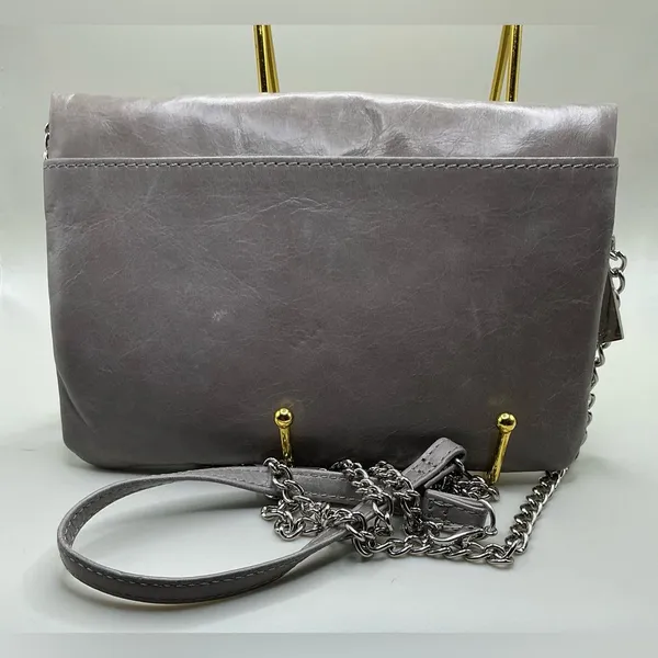 A Rare HOBO International Gray Distressed Leather Clutch/ Shoulder Crossbody Bag - Image 2