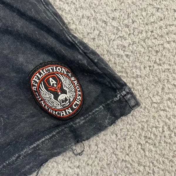 Affliction Motor Spirit American Custom Graphic Shirt Women XL Gray Y2K Skulls - Image 2