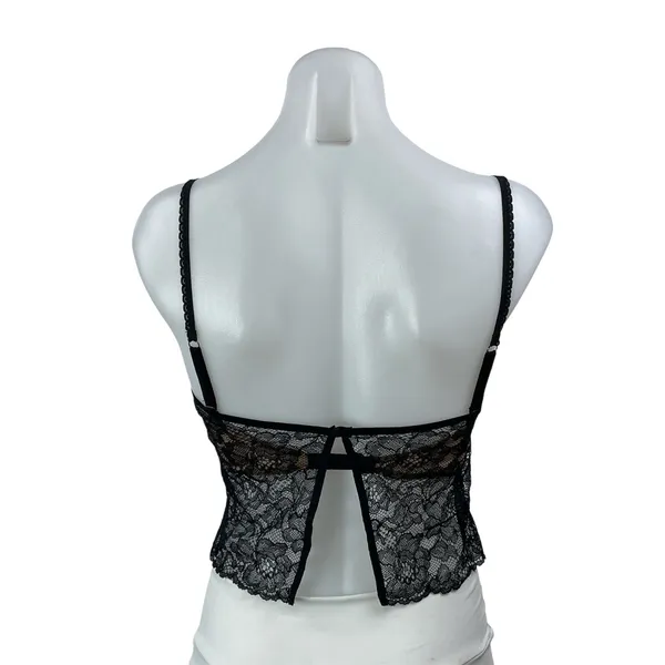 House of CB Black Floral Lace Sheer Bustier Underwire Cami Crop Top Size XS - Image 3