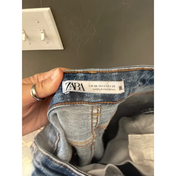 Zara Women High Waisted Flare Jeans Medium Wash‎ Blue Size 4 Slim Fit Denim Tall - Image 7