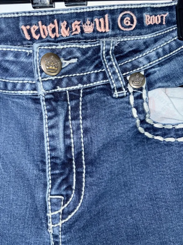 Rebel & Soul blue bootcut jeans size 6 Y2K - Image 2
