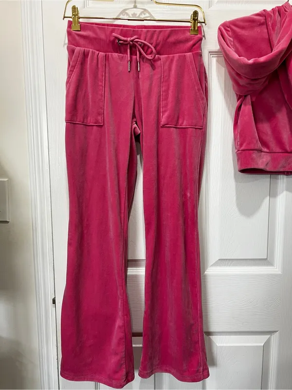 Bebe Pink Velour Tracksuit Size Small Pink Taffy Plush Zip Up Set Jacket & Pants - Image 6