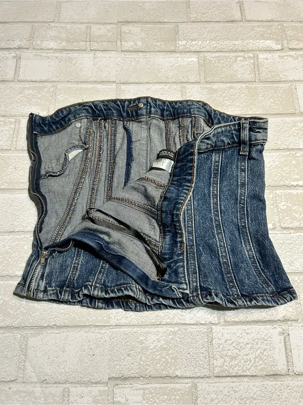 H&M Denim Corset-Style Tube Top - Image 3