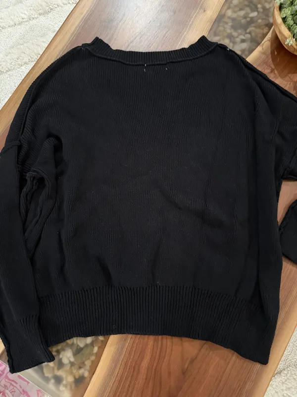 American Flag Textured Sweater S/M Black - Image 7