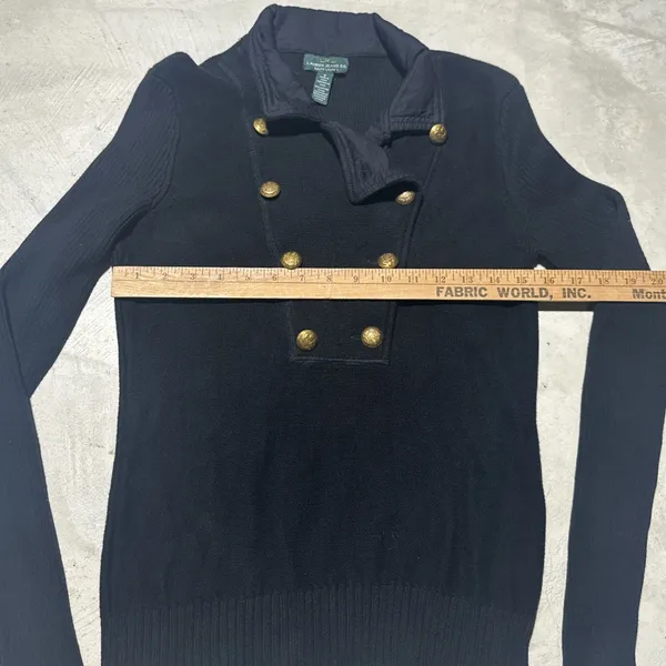 Ralph Lauren SZ S Black Cotton Sgt Peppers Nautical Crest Pullover Sweater - Image 4
