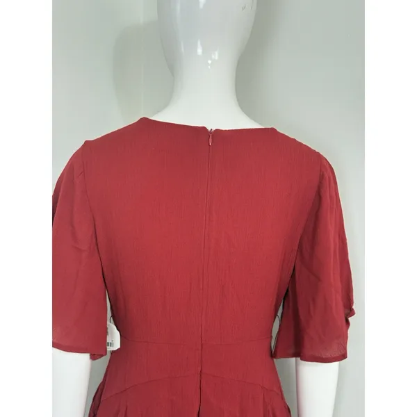 Altar’d State Mini Dress Red Boho Ruffle Tiered Flutter Sleeve V-Neck M NWT - Image 6