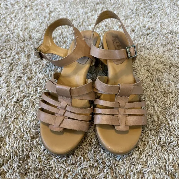 Korks Kork Ease Sandals Womens 8 Cilla Shoes Strappy Heel Tan Leather‎ Comfort - Image 4