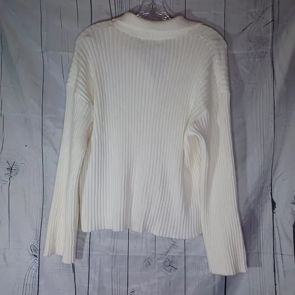 Sincerely Jules Off White Ribbed Knit Boho Cozy Chic Button Front Cardigan NWT - Image 8