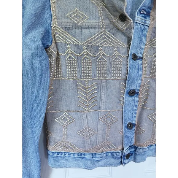NWT Levis Womens Trucker Denim Jacket Western Boho Embroidered Small Cowgirl - Image 10