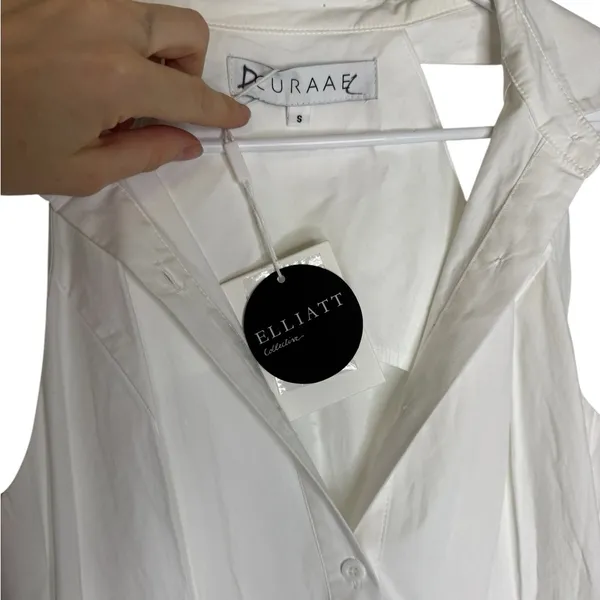 ✨NWT Elliatt CURAAE Chelsea Maxi Shirt Dress White Halter Button‎ Front Sz S ✨ - Image 3