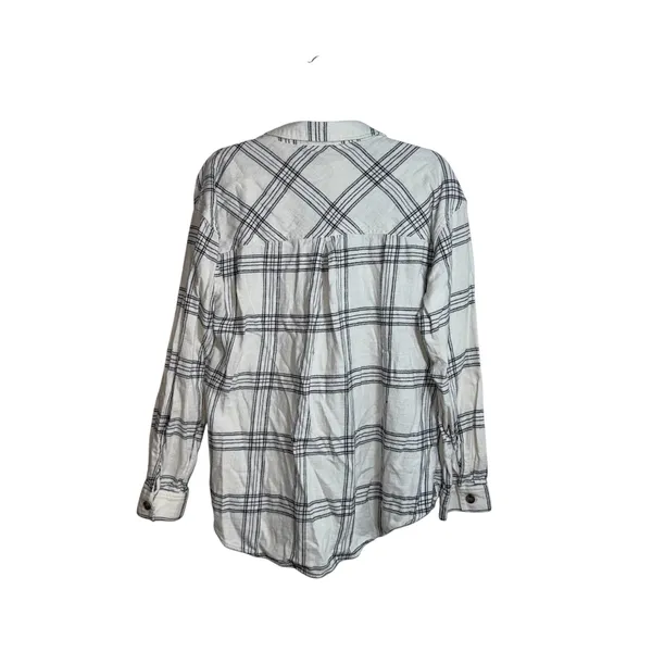 Maurices Cabin Plaid Boyfriend Button Down Shirt White Black Oversized - Image 6