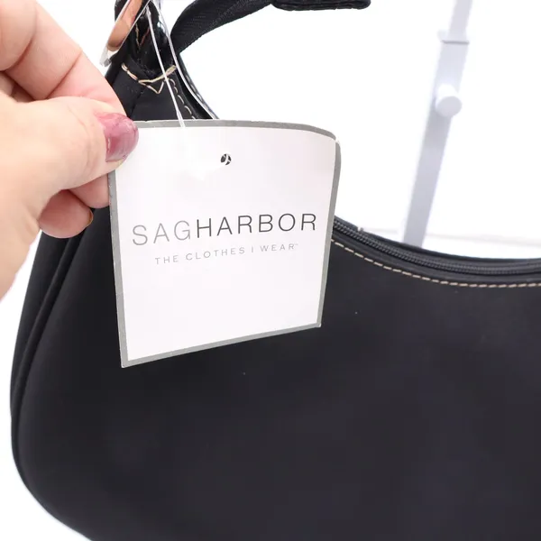 Sag Harbor Shoulder Bag Womens OS Hobo Black Snakeskin Trim Y2K NEW - Image 3