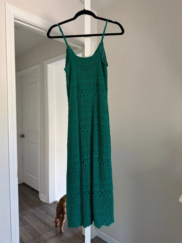 Green crochet midi dress Size XS - Image 2