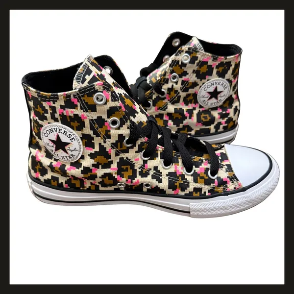 Converse Chuck Taylor All Star Pixel Leopard High Top Shoes Junior 5 Women’s 7 - Image 6