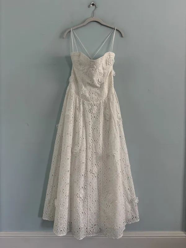 NWT Bardot‎ Estie Broderie Orchid White Lace Floral Cotton Maxi Dress - Image 3