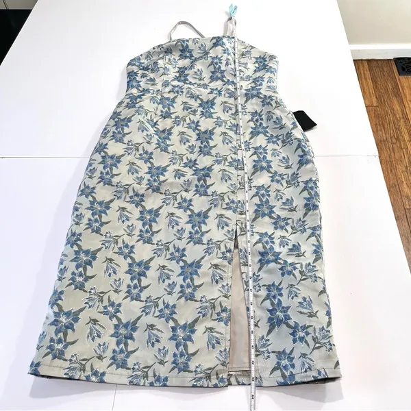 NWT Lulus Versailles Vibes Blue Jacquard Open Back Metallic Midi‎ Dress LARGE - Image 10