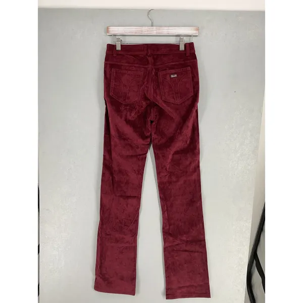Miss Sixty Womens Pants Burgundy Velvet Y2K Retro Straight Leg 26 - Image 3