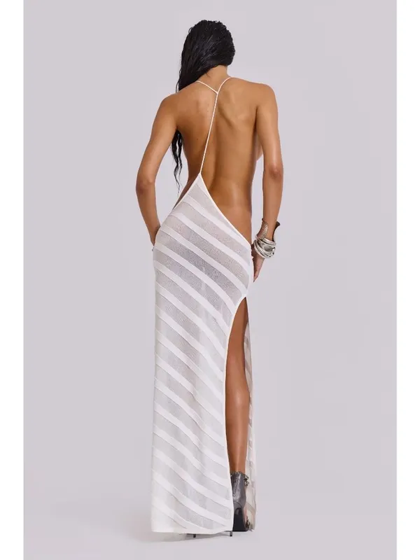 Jaded London Knit Maxi Dress in White Noir Small New Womens Long - Image 12