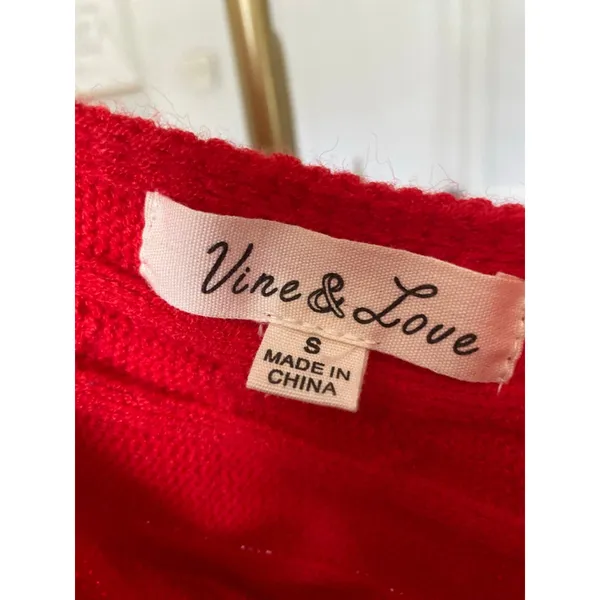 Vine & Love Midi Dress Knit Sweater Cable Red Festive‎ Christmas S Holiday Cozy - Image 6