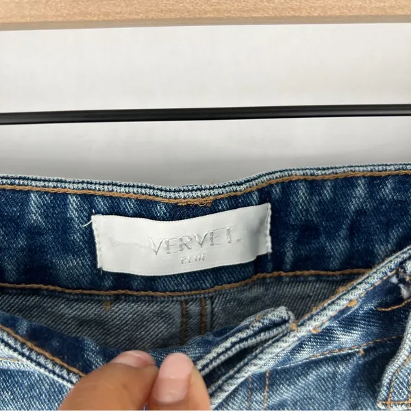 Vervet Super High Rise Beverly Slim‎ Straight Distressed Medium Wash Blue Jeans - Image 6