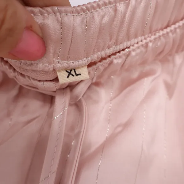 Yimanie Pajama Set Women XL Pinstripe Pink Metallic Button-down Excellent - Image 5