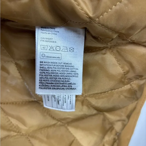 H&M Divided Small Faux Fur Shearling lined‎ Hooded Parka Coat Light Brown - Image 12