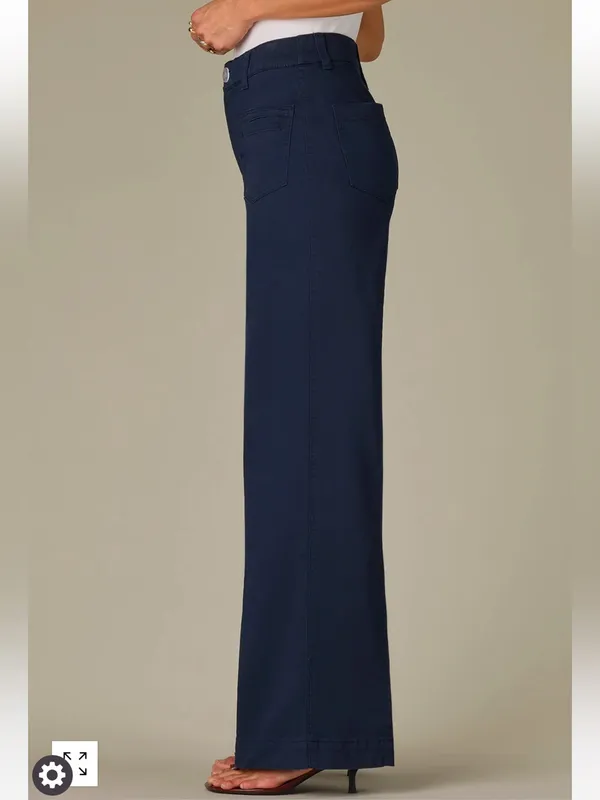 Wit & Wisdom 10 Skyrise V-Yoke‎ Spade Pocket Wide Leg Pants Utility Navy Relaxed - Image 6