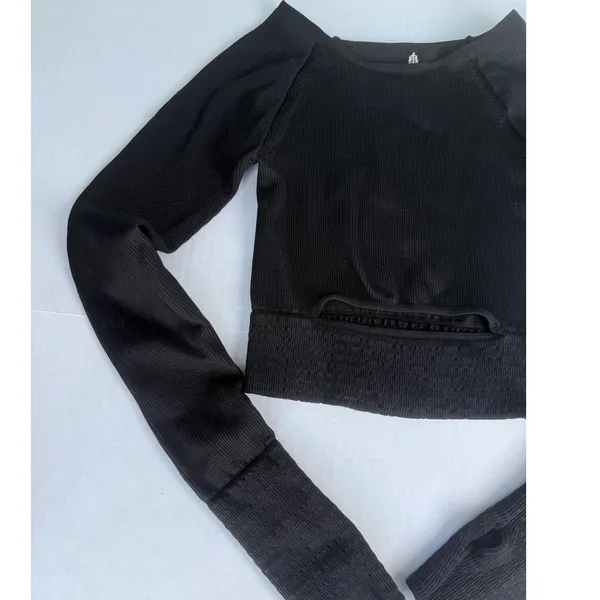 Free People Movement Cut It Out Long Sleeve Top Black XS/P - Image 5