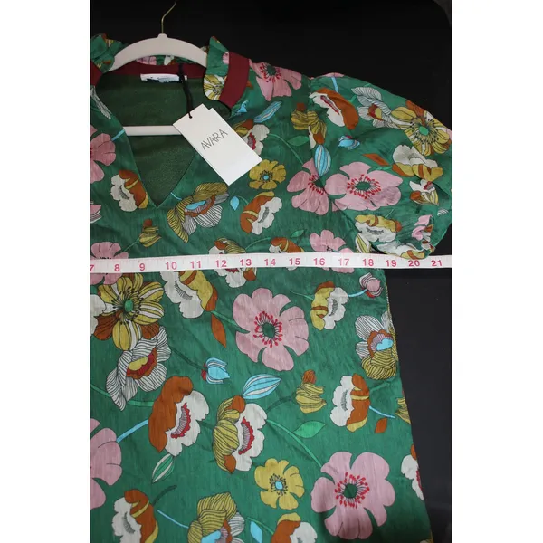 THML Elowen Dress Women Small Green Floral NEW Ruffle Collar Mini JH2220-5-GN - Image 6