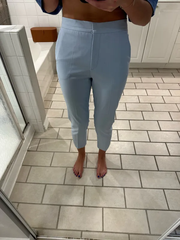 ZARA Light blue cropped pants - Image 4