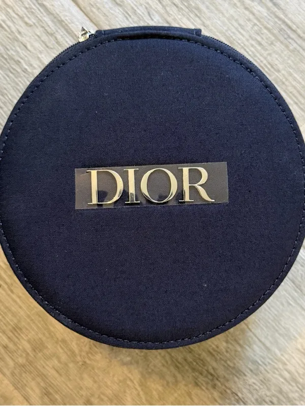 DIOR Beauty Vanity Case Round Makeup Bag With Mirror NEW! - Image 2