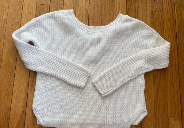 GARAGE Size XS/TP White Crop Knit Sweater - Image 4