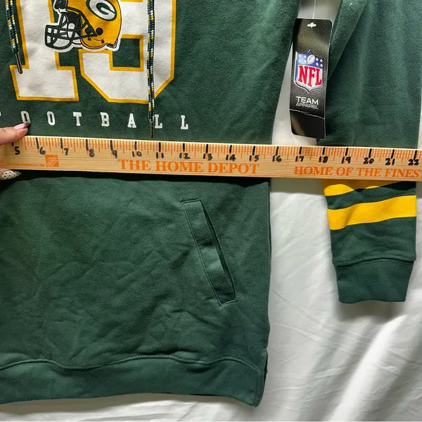 Green Bay Packers Mini Dress Hoodie NFL Team Apparel’19’ Jersey Sweatshirt Med. - Image 7