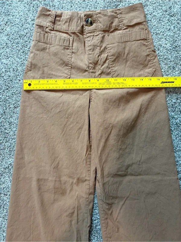 Maeve Colette Linen Blend Wide Leg Full Length Pants Camel High Rise Size 28 - Image 10
