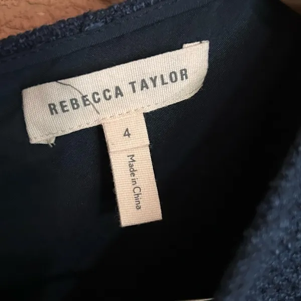 Rebecca Taylor Navy Blue Tweed Ruffle Sleeve Top Dress Women’s Size 4 - Image 5