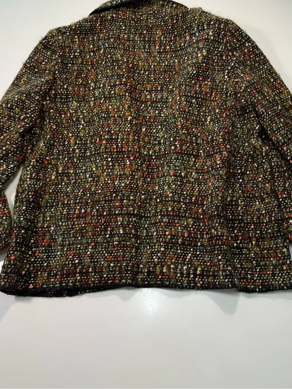 Ellen Tracy Cotton Wool Blend Multicolor Tweed Bouclé Jacket in Earth Tones - Image 7