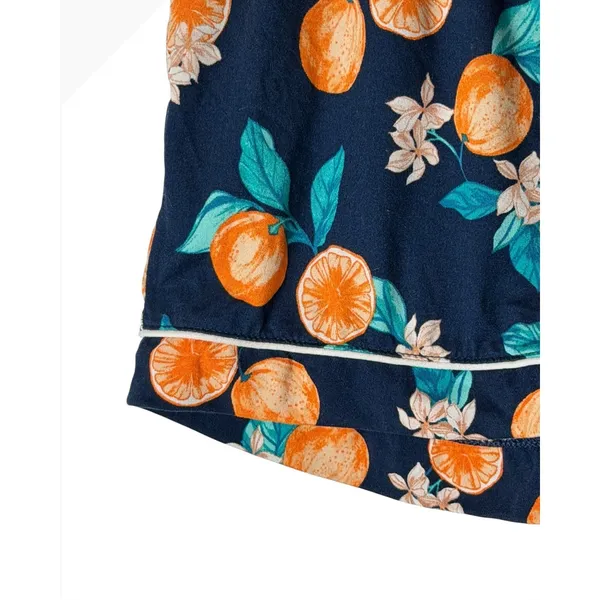 Joyspun Pajama Set Women Small Blue Orange Citrus Floral Print Short Sleepwear - Image 8