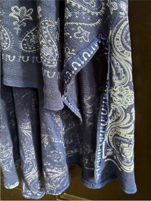 EUC Free People No Matter What High/Low Paisley Top Blue Oversized Small - Image 10