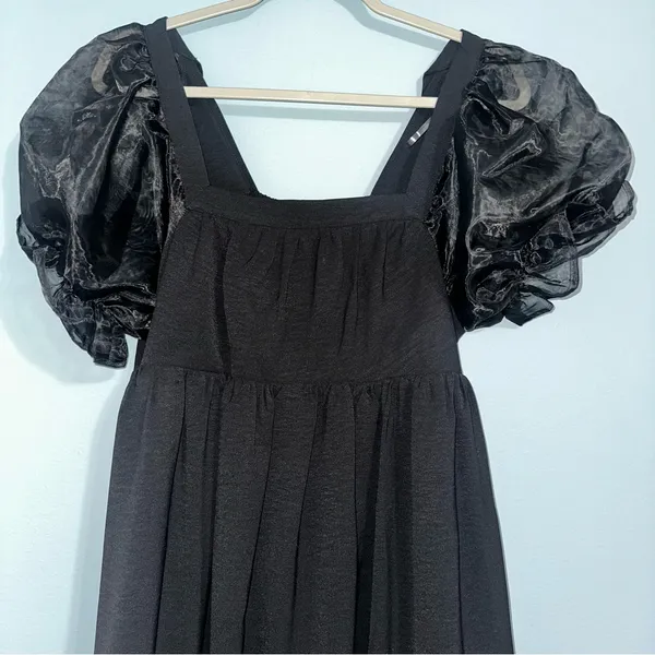 Entro Black Dress With Pockets Puffy Shoulder Small - Image 5