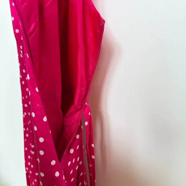 Jones Studio Pink Polka Dot Sleeveless Faux Wrap‎ Dress Size 4 - Image 4
