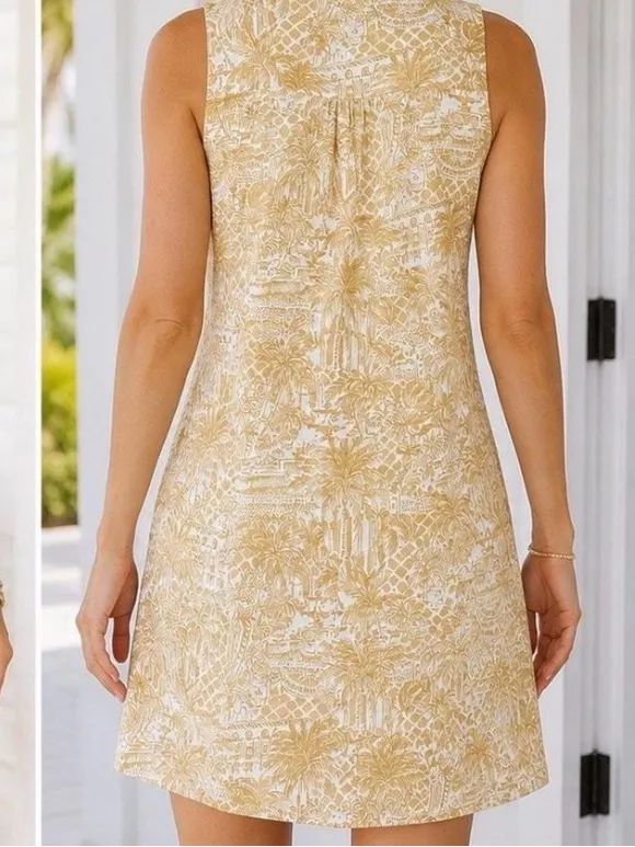 Lilly Pulitzer Dev Dress in Palm Beach Paradise Sand Gold Tropical - Image 4