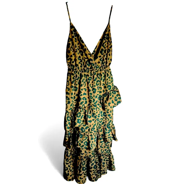HELLO MOLLY CALLS OF THE WILD MIDI DRESS BROWN size 6. - Image 4