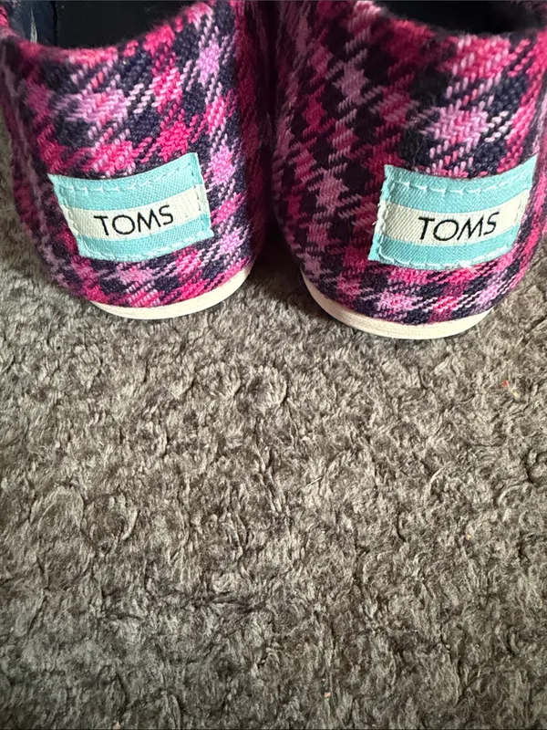 Toms Pink and Black Plaid Slip-On Flats - Image 2